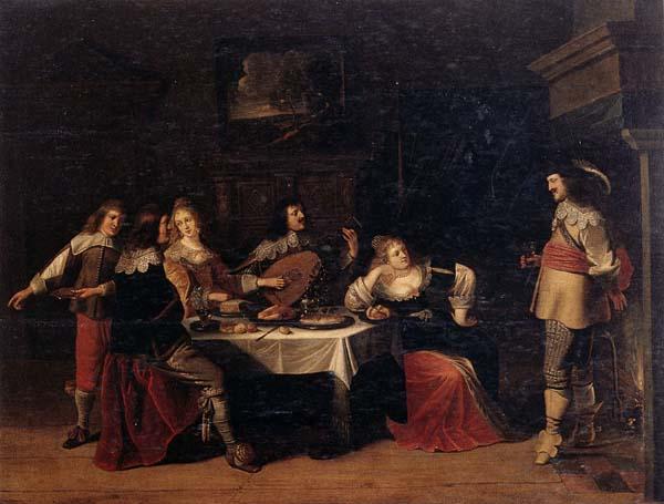 Christoph jacobsz.van der Lamen Cavaliers and courtesans in an interior